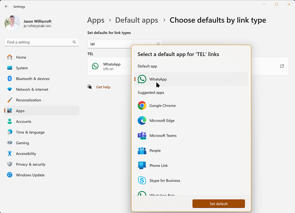 Set the default link handler.